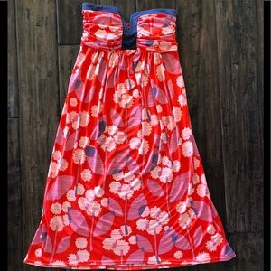 Prairie New York silk floral strapless Dress M